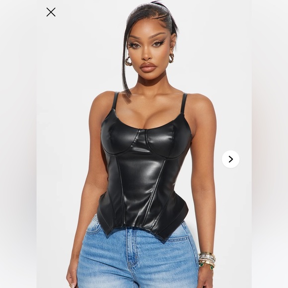 Black Faux Leather Corset Top Sz XS NWT - Picture 1 of 4